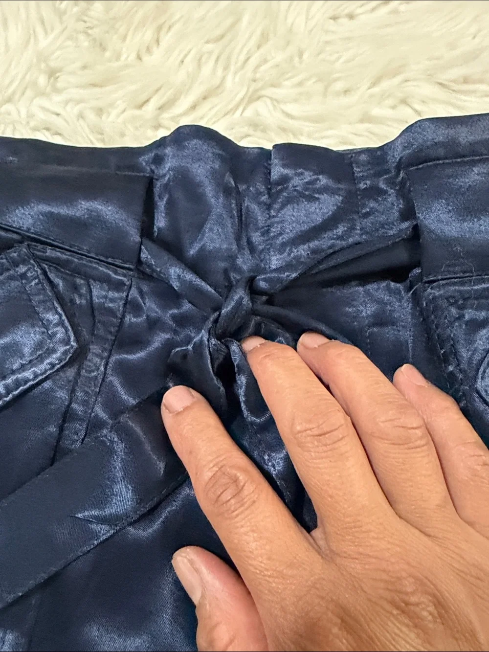 J. Crew Satin-Look Navy Wide-Leg Tie-Waist Pants Size 10